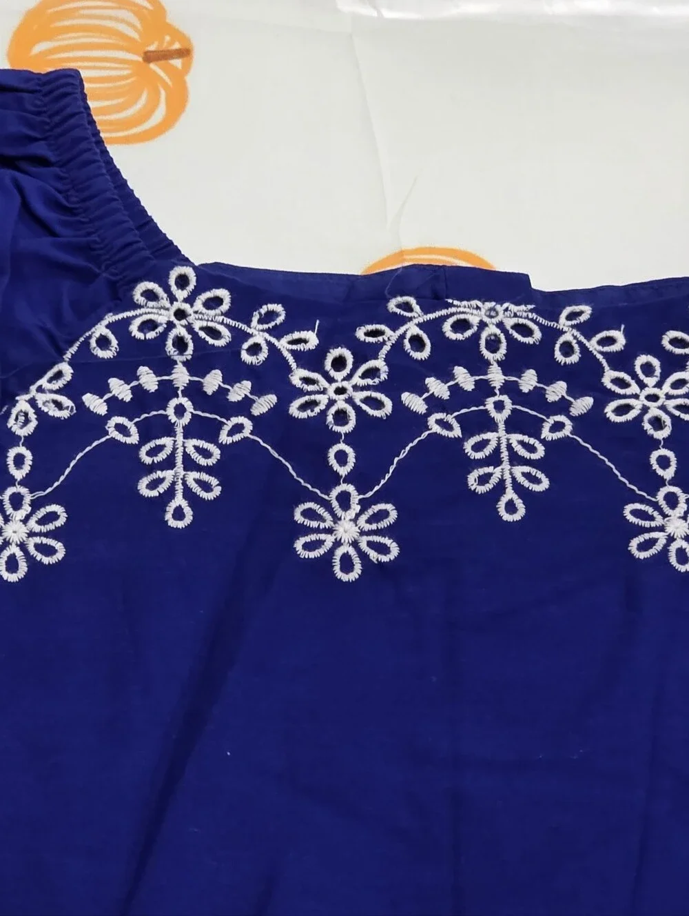 Gymboree Girls Blue Cotton White Embroidery Eyelet Fit & Flare Dress Size 12 NEW